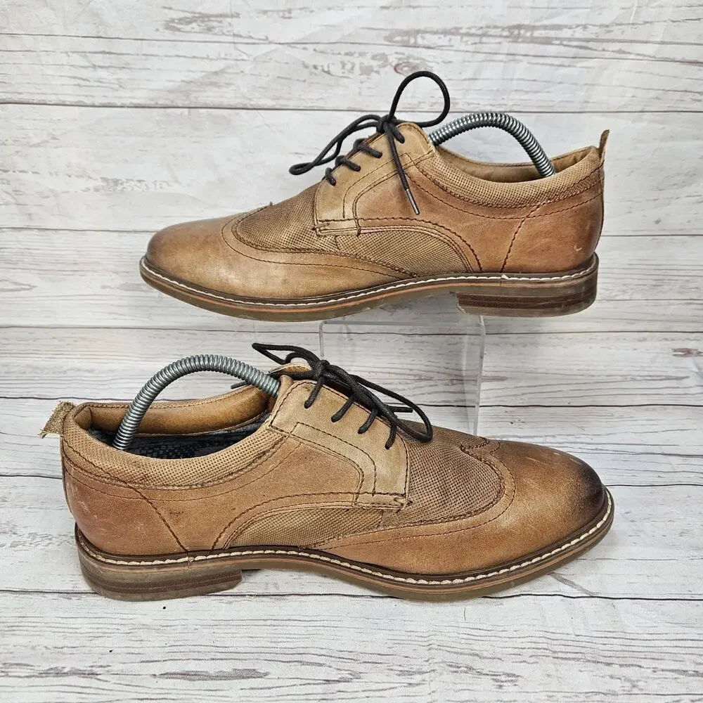 Skechers Leather Classic Fit Air Cool Lace Up Wing Tip Dress Shoes Mens Size 9.5